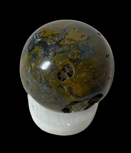 Polished Gemstone Sphere - Polished Gemstone Rock Sphere, Stone Holder Display, Reiki Healing Sphere C by The Old Grainery...