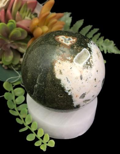 Polished Gemstone Sphere - Polished Gemstone Rock Sphere, Stone Holder Display, Reiki Healing Sphere E by The Old Grainery...