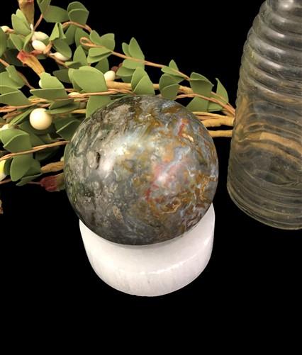 Polished Gemstone Sphere - Polished Gemstone Rock Sphere, Stone Holder Display, Reiki Healing Sphere F by The Old Grainery...