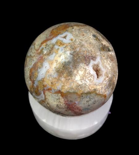 Polished Gemstone Sphere - Polished Gemstone Rock Sphere, Stone Holder Display, Reiki Healing Sphere G by The Old Grainery...