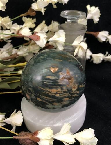 Polished Gemstone Sphere - Polished Gemstone Rock Sphere, Stone Holder Display, Reiki Healing Sphere H by The Old Grainery...