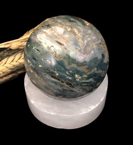 Polished Gemstone Sphere - Polished Gemstone Rock Sphere, Stone Holder Display, Reiki Healing Sphere K by The Old Grainery...