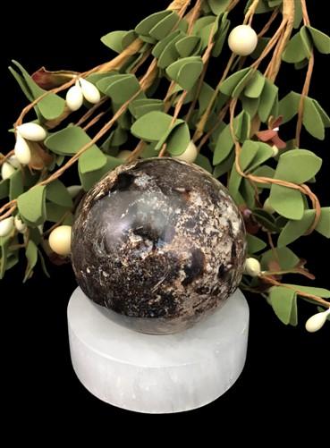 Polished Gemstone Sphere - Polished Gemstone Rock Sphere, Stone Holder Display, Reiki Healing Sphere L by The Old Grainery...