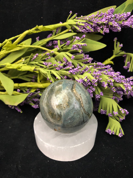 Polished Gemstone Sphere - Polished Gemstone Rock Sphere, Stone Holder Display, Reiki Healing Sphere M by The Old Grainery...