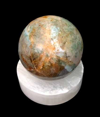 Polished Gemstone Sphere - Polished Gemstone Rock Sphere, Stone Holder Display, Reiki Healing Sphere N by The Old Grainery...