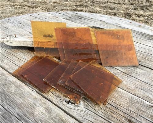 Stained glass pieces - 14 Honey Gold Stained Glass Reclaimed Church Window Diamond Panes, Art Glass L, by The Old Grainery...