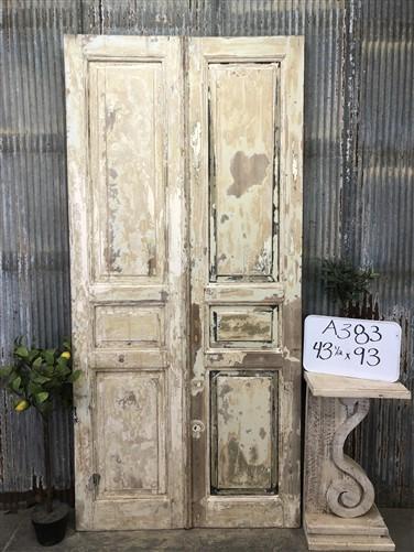Antique French Double Doors (43.5x93) European Doors, Raised Panel Doors A383
