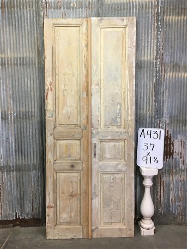 Antique French Double Doors (37x91.5) Raised Panel Doors, European Doors A431