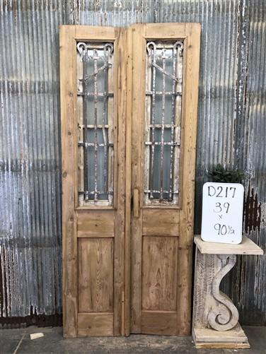 Antique French Double Doors (39x90.5) Iron Wood Doors, European Doors D217