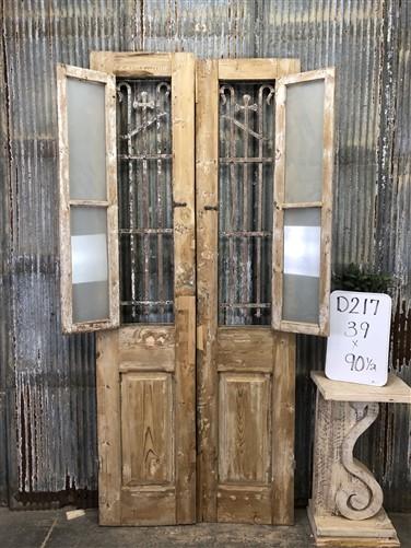 Antique French Double Doors (39x90.5) Iron Wood Doors, European Doors D217
