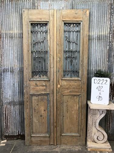 Antique French Double Doors (42x90) Iron Wood Doors, European Doors D222