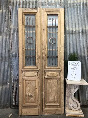 Antique French Double Doors (40x93) Wood Iron Doors, European Doors D233