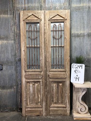 Antique French Double Doors (43.5x94) Iron Wood Doors, European Doors D244
