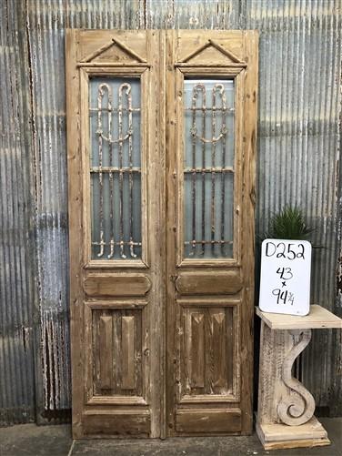 Antique French Double Doors (43x94.75) Iron Wood Doors, European Doors D252