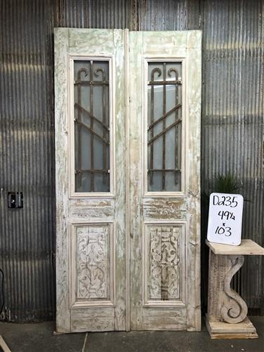 Antique French Double Doors (49.5x103) Iron Wood Doors, European Doors D235