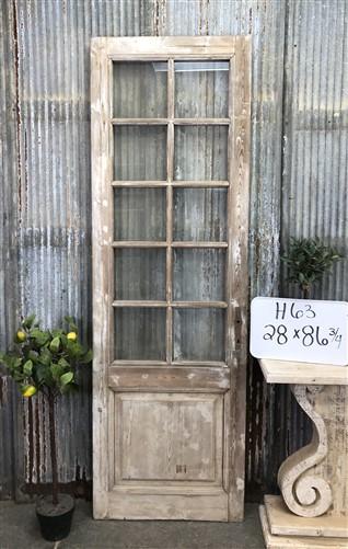 Antique French Single Door (28x86.75) 10 Pane Glass European Door H63