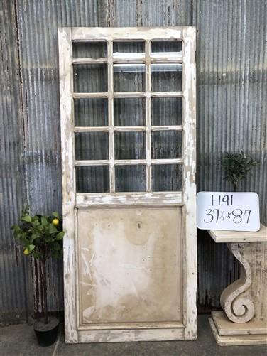Antique French Single Door (37x87) 15 Glass Panes, European Design H91