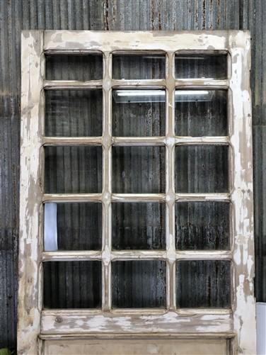 Antique French Single Door (37x87) 15 Glass Panes, European Design H91