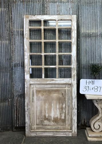 Antique French Single Door (37x87) 15 Glass Panes, European Design H91