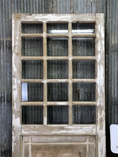 Antique French Single Door (37x87) 15 Glass Panes, European Design H91