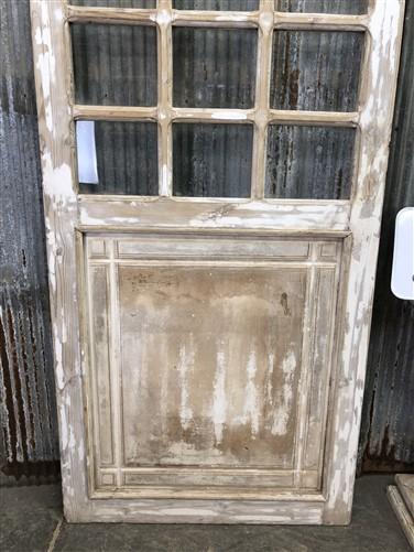 Antique French Single Door (37x87) 15 Glass Panes, European Design H91
