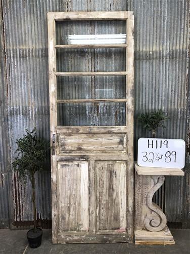 Antique French Single Door (32.5x89) 4 Glass Panes, European Design H119