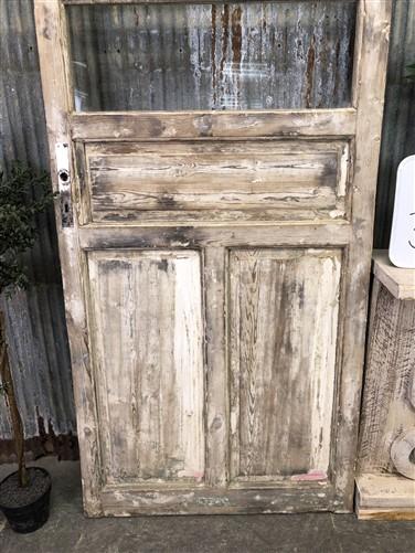 Antique French Single Door (32.5x89) 4 Glass Panes, European Design H119