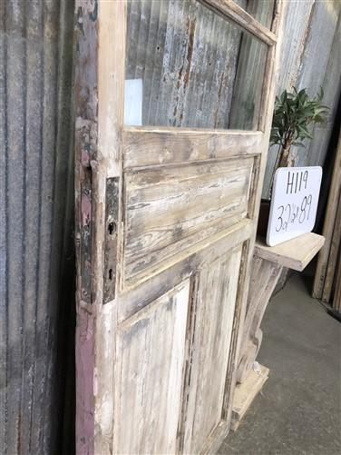 Antique French Single Door (32.5x89) 4 Glass Panes, European Design H119