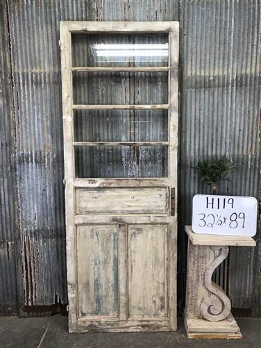 Antique French Single Door (32.5x89) 4 Glass Panes, European Design H119