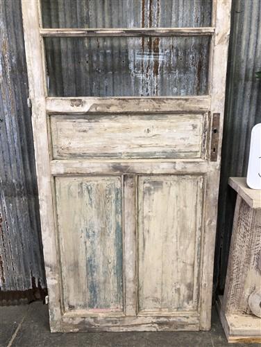 Antique French Single Door (32.5x89) 4 Glass Panes, European Design H119