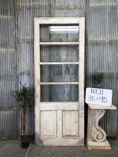Antique French Single Door (35x90) 4 Pane Glass European Door H121