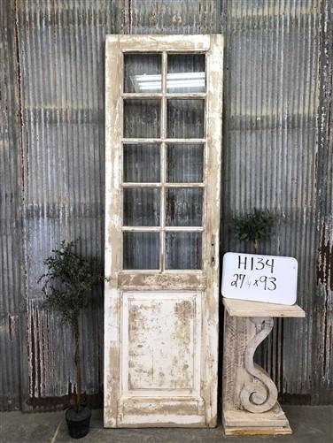 Antique French Single Door (27x93) 10 Pane Glass European Door H134
