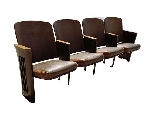Theater Seats - 4 Padded Folding Theater Seats, Auditorium Theatre Seat, Entryway Bench A16 by The Old Grainery (art deco,...
