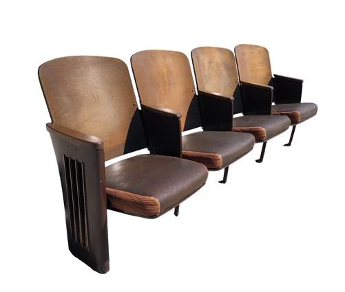 Theater Seats - 4 Padded Folding Theater Seats, Auditorium Theatre Seat, Entryway Bench A41 by The Old Grainery (art deco,...
