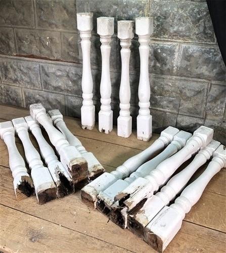 16 White Wood Balusters Reclaimed Spindles Porch Post House Trim C