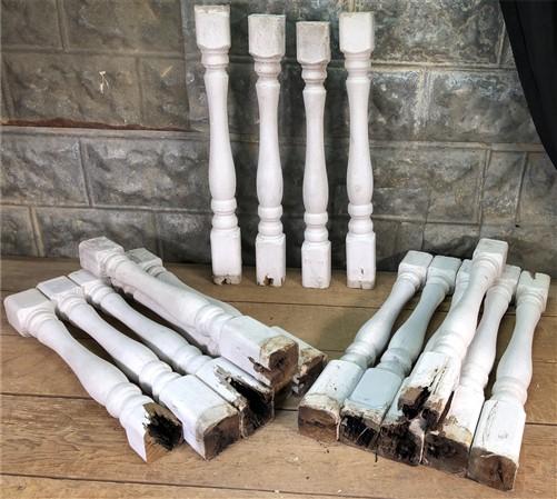 16 White Wood Balusters Reclaimed Spindles Porch Post House Trim C