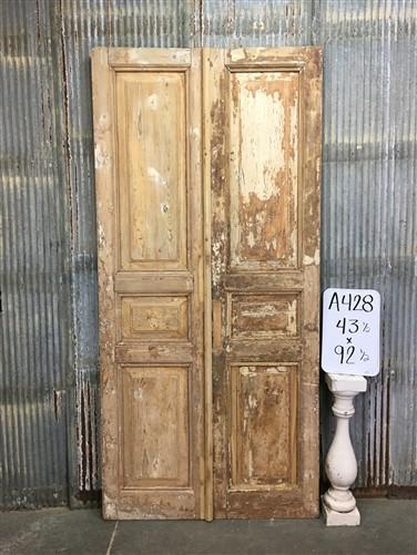 Antique French Double Doors (43.5x92.5) Raised Panel Doors, European Doors A428