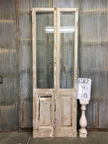 Antique French Double Doors (34.5x100) 1 Pane Glass European Doors G112