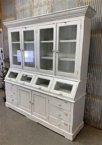 Furniture - Flat Front White Kitchen Hutch Cabinet, Kitchen Pantry Storage, Wood Cupboard E by The Old Grainery (Back bar,...
