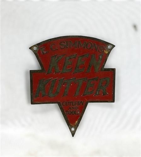 Sign - Keen Kutter Brass Enamel Logo Emblem Badge, Vintage EC Simmons Advertising, B by The Old Grainery (advertising, bad...