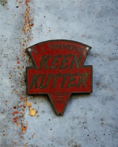 Sign - Keen Kutter Brass Enamel Logo Emblem Badge, Vintage EC Simmons Advertising, C by The Old Grainery (advertising, bad...