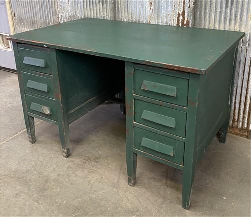 Desk - Vintage Green Desk with Drawers, Writing Desk, Home Office Desk, Wood Furniture by The Old Grainery (antique desk,...