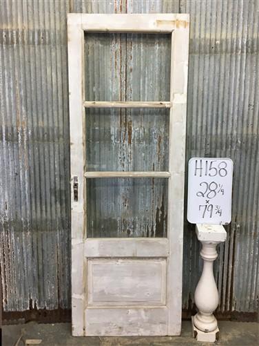 Antique French Single Door (28x79.75) 3 Pane Glass European Door H158