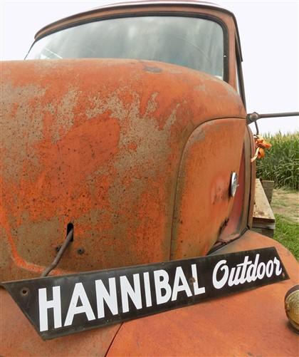Hannibal Outdoor Sign, Vintage Metal Advertising Sign, Hannibal Missouri Sign A,