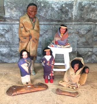 Native American - Skookum Dolls, Native American Indian, Chief Squaw Papoose, Canoe, Vintage Dolls by The Old Grainery (ca...