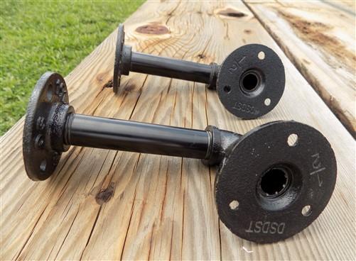 Brackets - Pair Pipe Brackets, Floating Shelf Mantel Hardware, Rustic Industrial Decor by The Old Grainery (Farmhouse Deco...