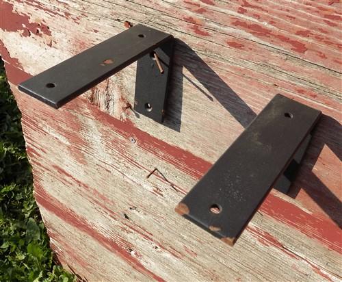 2 L Shelf Brackets - 6"x4", Metal Rustic Black Floating Shelf Mantel Hardware