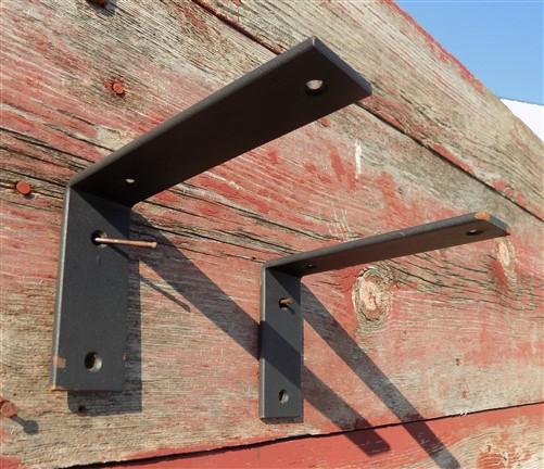 2 L Shelf Brackets - 6"x4", Metal Rustic Black Floating Shelf Mantel Hardware