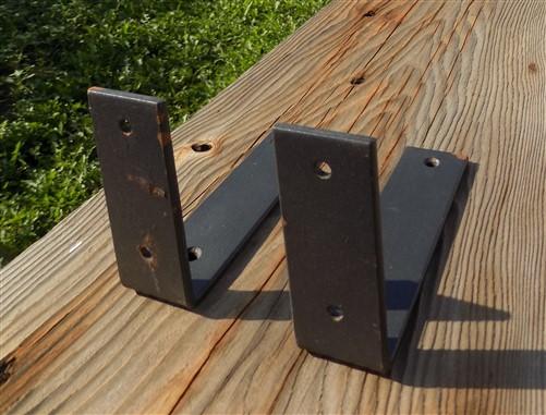 2 L Shelf Brackets - 6"x4", Metal Rustic Black Floating Shelf Mantel Hardware
