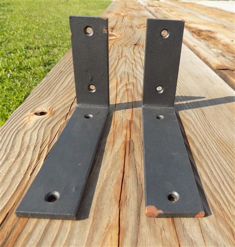 2 L Shelf Brackets - 6"x4", Metal Rustic Black Floating Shelf Mantel Hardware